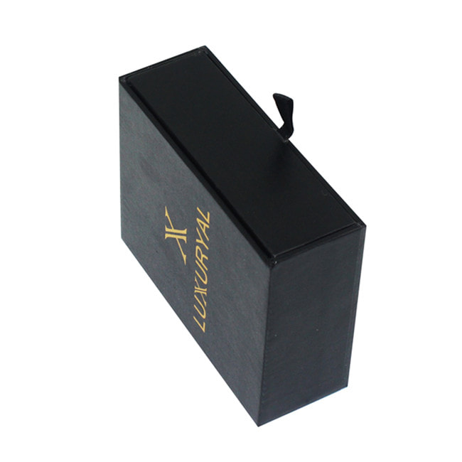 Logo gold stamped black jewelry box