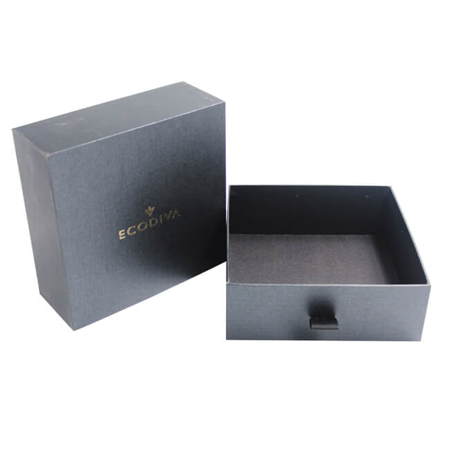 Matte Black Gift Boxes With Gold Glitter Logo