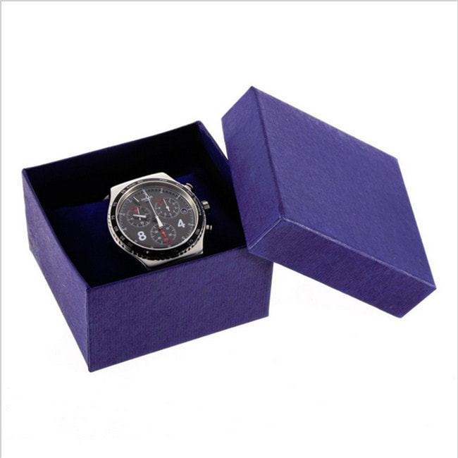 Solid Dark Blue Color Mens Watch Box Personalized