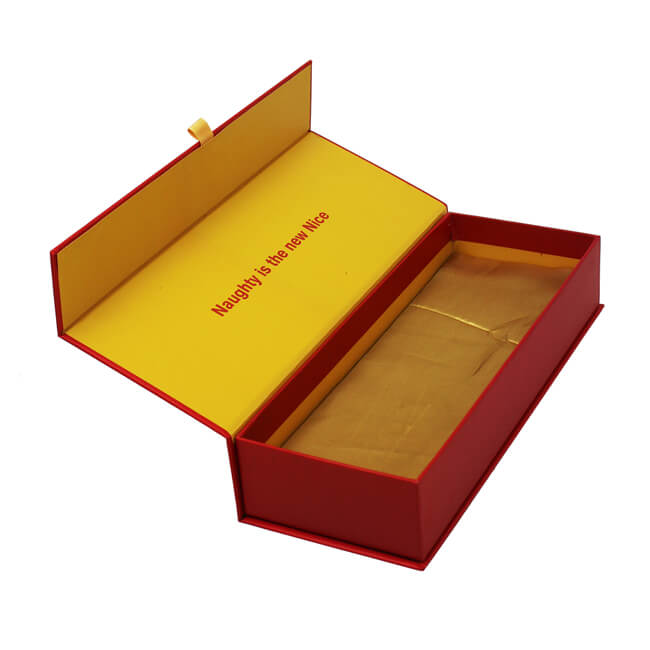 Red Color Gold Glitter Gift Box with Magnet Closure