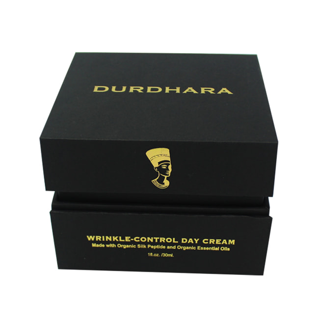 Flip-open Black Cosmetic Packaging Box Gold Foiled