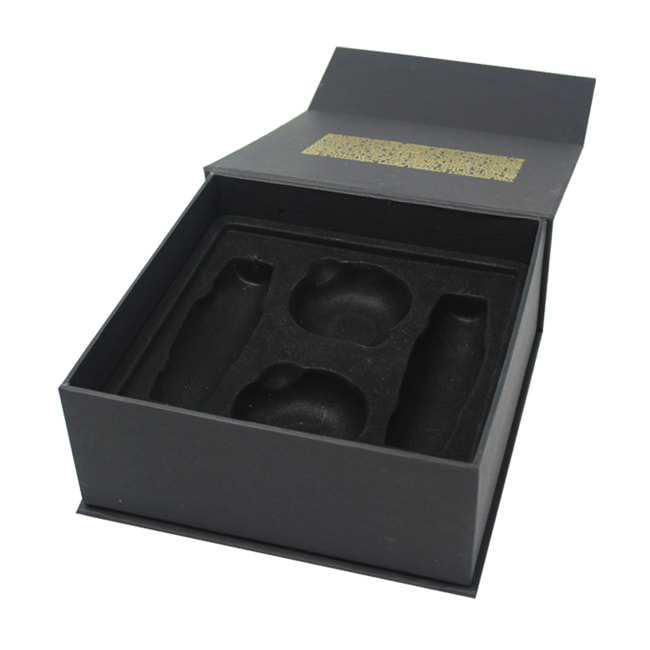 Matte Black Cardboard Cosmetic Packaging With Tray