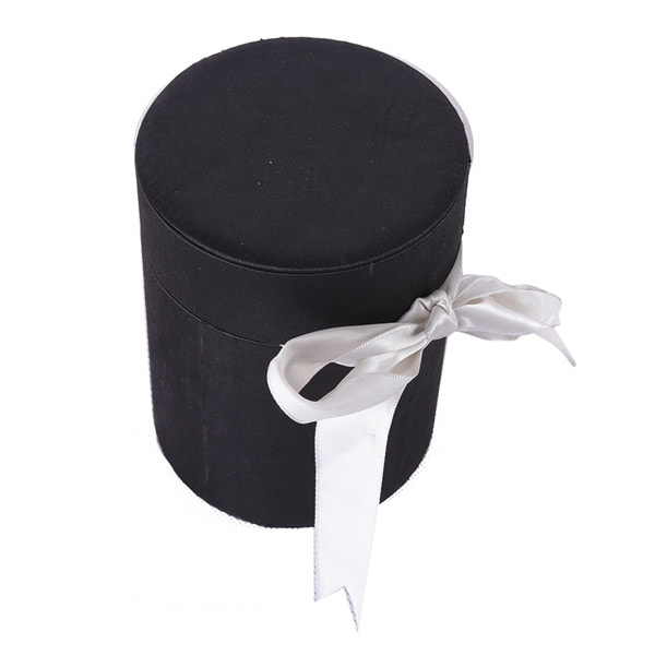 Simple Black Round Perfume Sample Box With Ribbon
